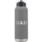 Laser etched dark gray 32 oz vacuum insulated water bottle with 'Hockey Dad' design