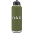 Laser etched olive green 32 oz vacuum insulated water bottle with 'Hockey Dad' design