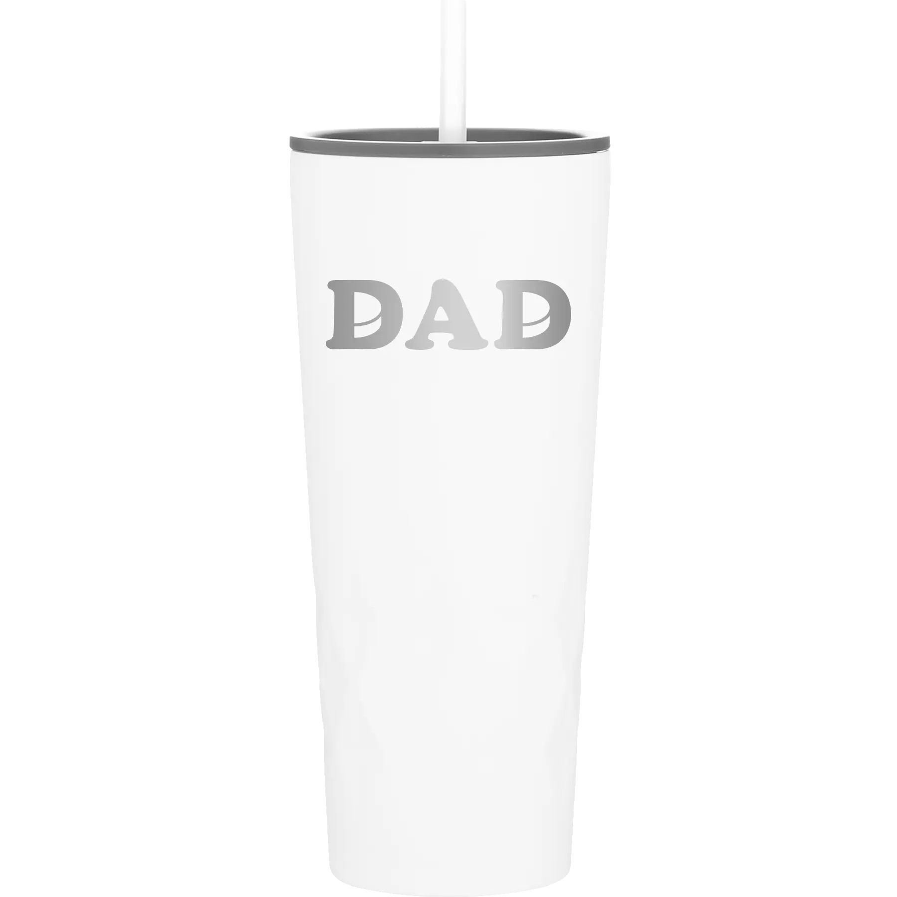 Laser etched white 20 oz vacuum insulated tumbler with 'Hockey Dad' design