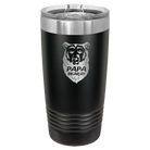 Laser etched black 20 oz vacuum insulated tumbler with 'Papa Beard' design