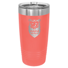 Laser etched coral 20 oz vacuum insulated tumbler with 'Papa Beard' design