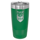 Laser etched green 20 oz vacuum insulated tumbler with 'Papa Beard' design