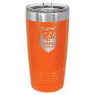Laser etched orange 20 oz vacuum insulated tumbler with 'Papa Beard' design