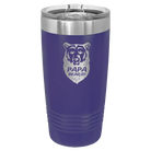 Laser etched purple 20 oz vacuum insulated tumbler with 'Papa Beard' design