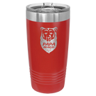 Laser etched red 20 oz vacuum insulated tumbler with 'Papa Beard' design