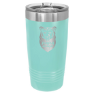 Laser etched teal 20 oz vacuum insulated tumbler with 'Papa Beard' design