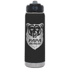 Laser etched black 20 oz vacuum insulated water bottle with 'Papa Beard' design