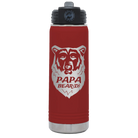 Laser etched maroon 20 oz vacuum insulated water bottle with 'Papa Beard' design