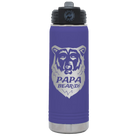 Laser etched purple 20 oz vacuum insulated water bottle with 'Papa Beard' design
