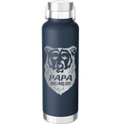 Laser etched navy 24 oz vacuum insulated water bottle with 'Papa Beard' design