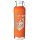 Laser etched orange 24 oz vacuum insulated water bottle with 'Papa Beard' design