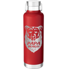 Laser etched red 24 oz vacuum insulated water bottle with 'Papa Beard' design