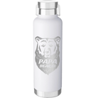 Laser etched white 24 oz vacuum insulated water bottle with 'Papa Beard' design