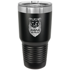 Laser etched black 30 oz vacuum insulated tumbler with 'Papa Beard' design