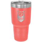 Laser etched coral 30 oz vacuum insulated tumbler with 'Papa Beard' design
