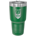 Laser etched green 30 oz vacuum insulated tumbler with 'Papa Beard' design