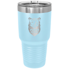 Laser etched light blue 30 oz vacuum insulated tumbler with 'Papa Beard' design