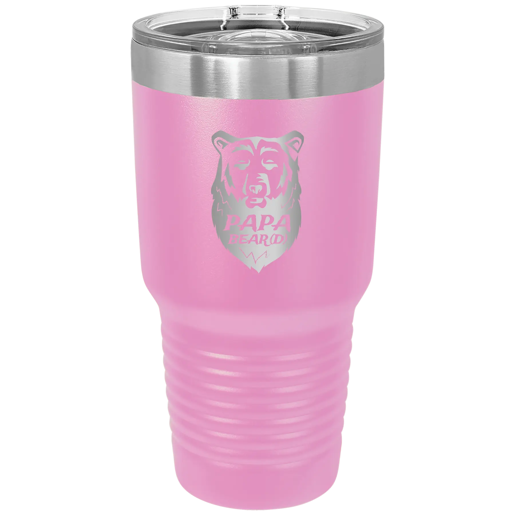 Laser etched light purple 30 oz vacuum insulated tumbler with 'Papa Beard' design