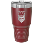 Laser etched maroon 30 oz vacuum insulated tumbler with 'Papa Beard' design
