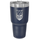 Laser etched navy 30 oz vacuum insulated tumbler with 'Papa Beard' design