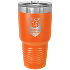Laser etched orange 30 oz vacuum insulated tumbler with 'Papa Beard' design