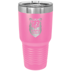 Laser etched pink 30 oz vacuum insulated tumbler with 'Papa Beard' design