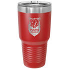 Laser etched red 30 oz vacuum insulated tumbler with 'Papa Beard' design