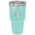 Laser etched teal 30 oz vacuum insulated tumbler with 'Papa Beard' design