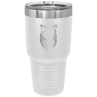 Laser etched white 30 oz vacuum insulated tumbler with 'Papa Beard' design