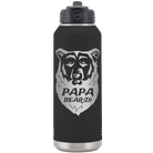 Laser etched black 32 oz vacuum insulated water bottle with 'Papa Beard' design
