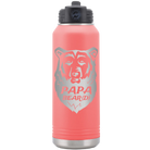 Laser etched coral 32 oz vacuum insulated water bottle with 'Papa Beard' design