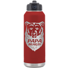 Laser etched maroon 32 oz vacuum insulated water bottle with 'Papa Beard' design