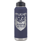 Laser etched navy 32 oz vacuum insulated water bottle with 'Papa Beard' design