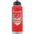 Laser etched red 32 oz vacuum insulated water bottle with 'Papa Beard' design