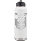 Laser etched white 32 oz vacuum insulated water bottle with 'Papa Beard' design