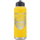 Laser etched yellow 32 oz vacuum insulated water bottle with 'Papa Beard' design