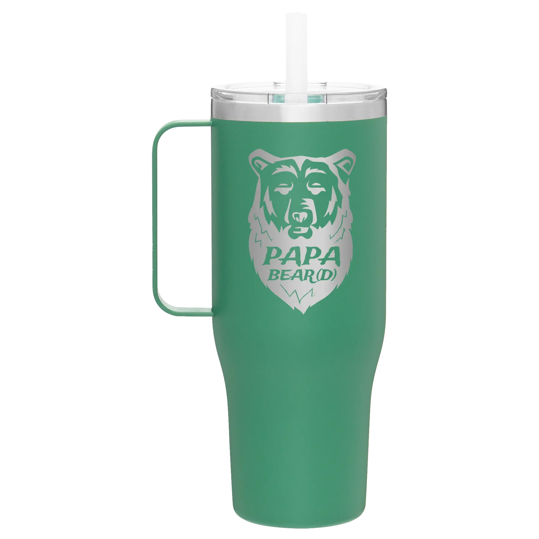 Laser etched forage 40 oz vacuum insulated tumbler mug with 'Papa Beard' design