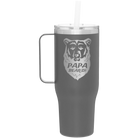 Laser etched slate 40 oz vacuum insulated tumbler mug with 'Papa Beard' design