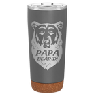 Laser etched storm gray 20 oz vacuum insulated tumbler with 'Papa Beard' design