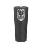Laser etched black 20 oz vacuum insulated tumbler with 'Papa Beard' design