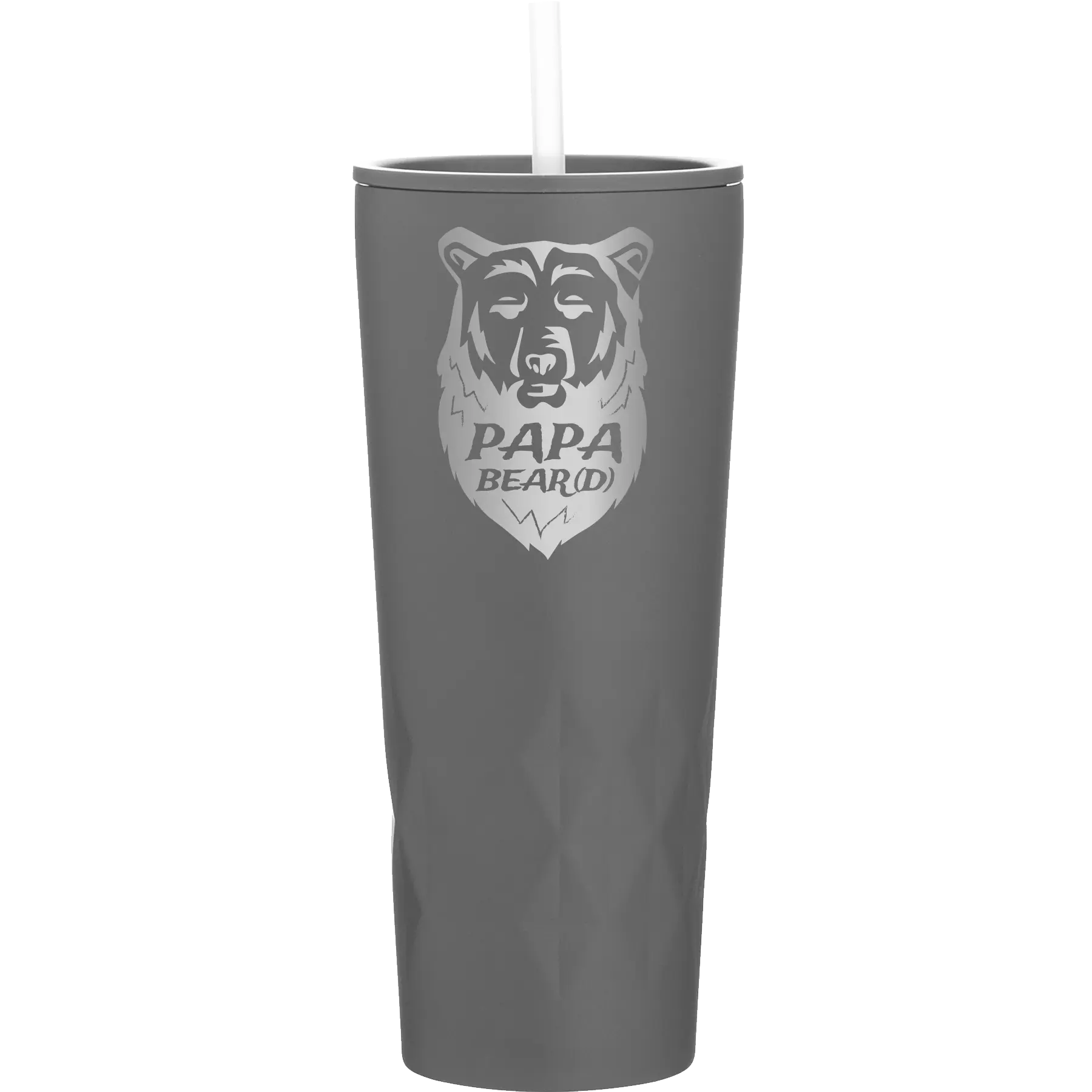 Laser etched slate 20 oz vacuum insulated tumbler with 'Papa Beard' design