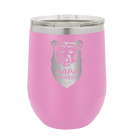 Laser etched light purple 12 oz vacuum insulated wine cup with 'Papa Beard' design