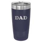Laser etched navy 20 oz vacuum insulated tumbler with 'Volleyball Dad' design