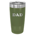 Laser etched olive green 20 oz vacuum insulated tumbler with 'Volleyball Dad' design