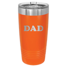 Laser etched orange 20 oz vacuum insulated tumbler with 'Volleyball Dad' design