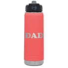 Laser etched coral 20 oz vacuum insulated water bottle with 'Volleyball Dad' design