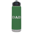 Laser etched green 20 oz vacuum insulated water bottle with 'Volleyball Dad' design