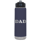 Laser etched navy 20 oz vacuum insulated water bottle with 'Volleyball Dad' design