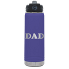 Laser etched purple 20 oz vacuum insulated water bottle with 'Volleyball Dad' design