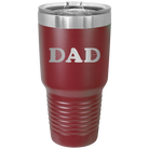 Laser etched maroon 30 oz vacuum insulated tumbler with 'Volleyball Dad' design